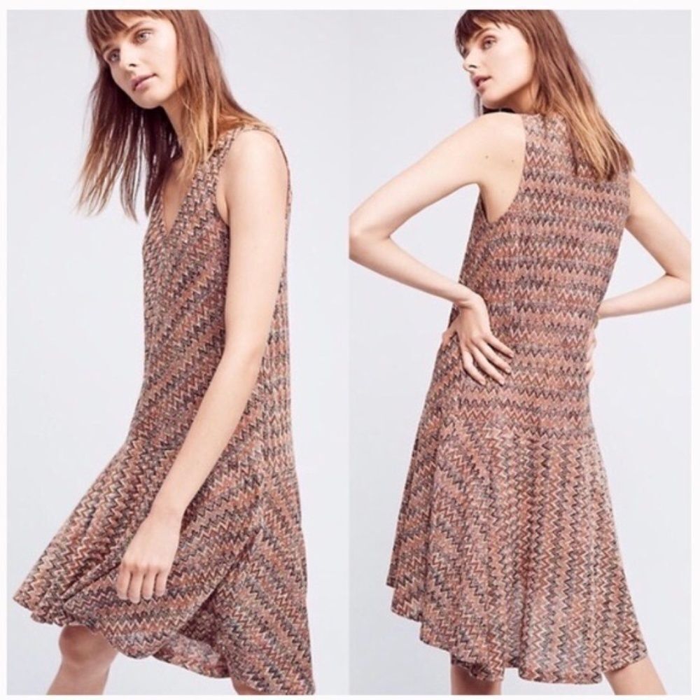 Anthro Maeve Westwater Zig Zag Knit Dress Sz Small